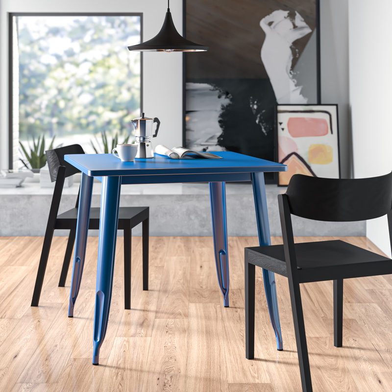 Feodora 31.5'' Square Metal Indoor-Outdoor Table, Blue