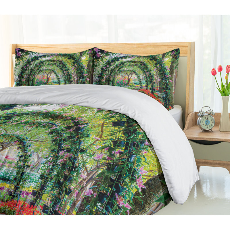 Ensemble de housse de couette de jardin, Housse de couette grand + 2 taies décoratives