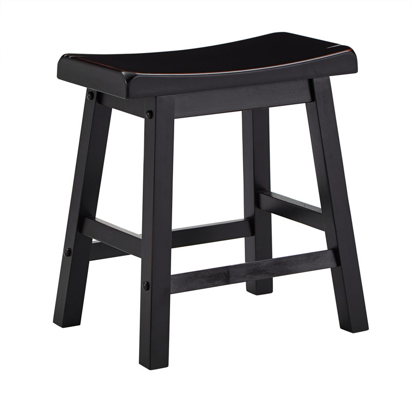 Tabouret en bois massif Danara, Sablé noir