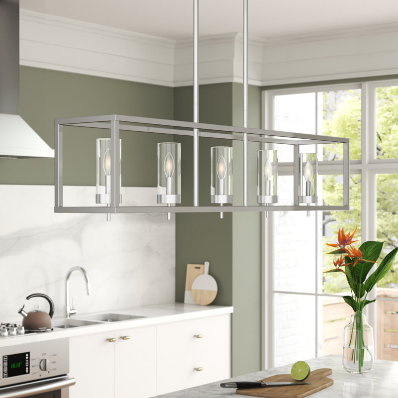 Zire Five Light Island Pendant, Brushed Nickel, No