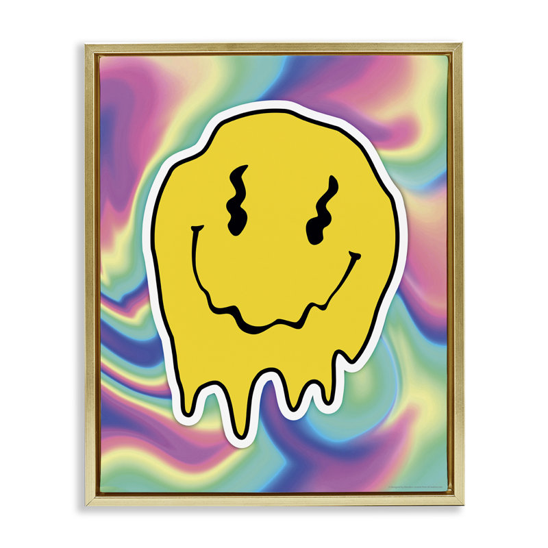 Toile abstraite encadrée flottante abstraite «Smiley» par Reinders, Cadre flottant métallique doré, H 31 po x l 25 po