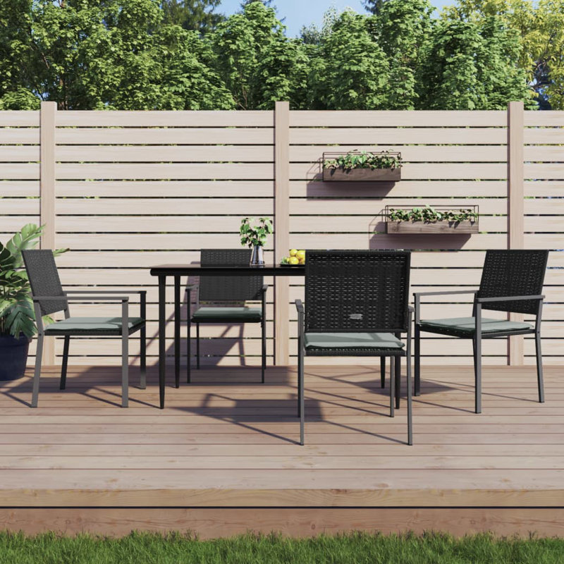 Politis Rectangular Dining Set with Cushions, 4, 29.1" H x 27.6" W x 55.1" L