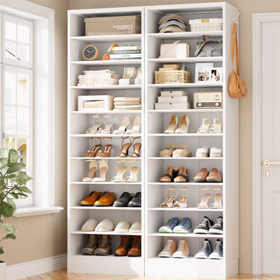 Armoire à chaussures haute, étagère à chaussures en bois 10 niveaux