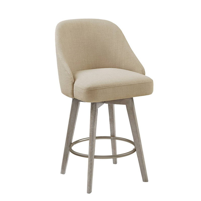 Pearce Sand Upholstered 360-Degree Swivel Counter Stool, Sand, Counter Stool (25.75” Seat Height), 1