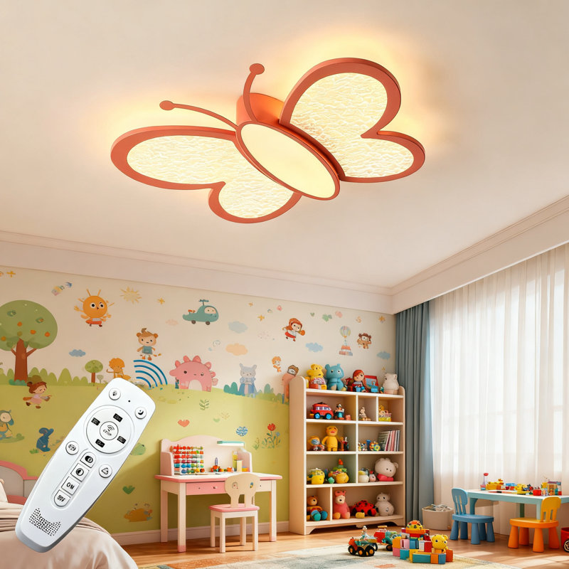 Plafonnier encastré à DEL à intensité variable avec télécommande, lumière de style papillon moderne pour chambre à coucher, cuisine et chambre d'enfant