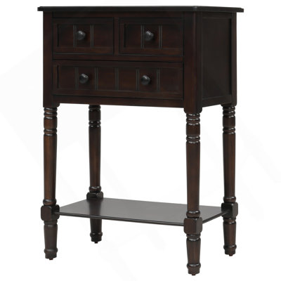 Narrow Console Table, Slim Sofa Table With Three Storage Drawers And Bottom Shelf For Living Room, Easy Assembly (Espresso)