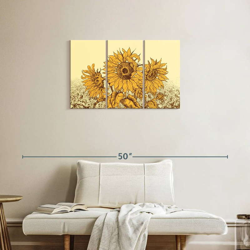 Champ de tournesols rétro Alvord, H 20 po x l 33 po