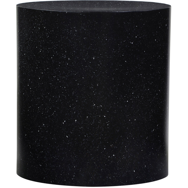 Terrazzo Iron Drum End Table, Black