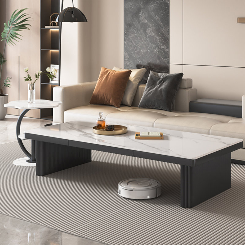 Modern rectangular rock plate coffee table