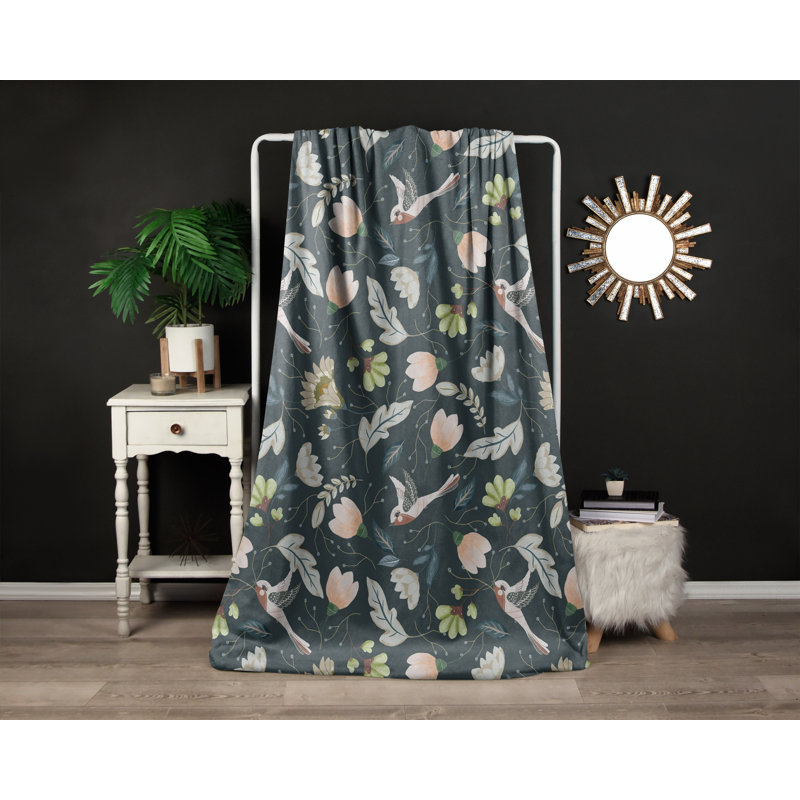 Couverture , L 50 po x L 60 po, Vert / gris / rose