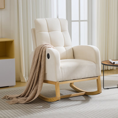 Fauteuil inclinable et oscillant rembourré en lin Modern