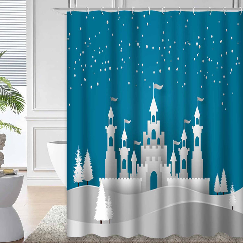 Rideau de douche Castle Winter Christmas, 72" L x 78" W