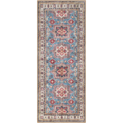 Tapis de couloir bleu pâle Huguenot