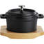 Mini cocotte en fonte avec plateau de service en bois, plat de cuisson à usage unique 8 oz pour four et gril, mini cocotte pour amuse-gueules, desserts et portions individuelles