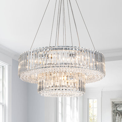 Theresa 12-Light Double-Tier Triangle Crystal Chandelier