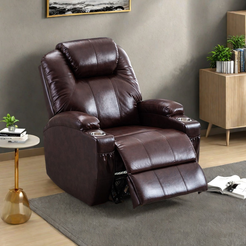 Seventh zone supporting comfort function chair, Cuir rouge / brun assorti