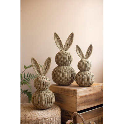  Decorative Easter Rabbits Set of 3 Woven Vine Design 22"H