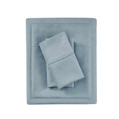 Temperature-regulating Cotton Blend Sheets And Sheet Sets, Queen Size, Blue