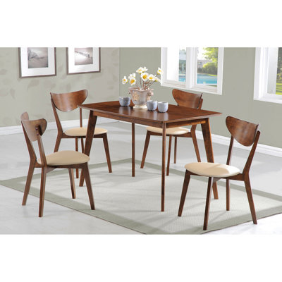 Daglosten Off-White And Chestnut 5-Piece Dining Set
