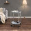 Table basse ronde avec tablettes, acier gris ardoise, H 23,43 po, table d'appoint mobile à 2 niveaux sur roulettes
