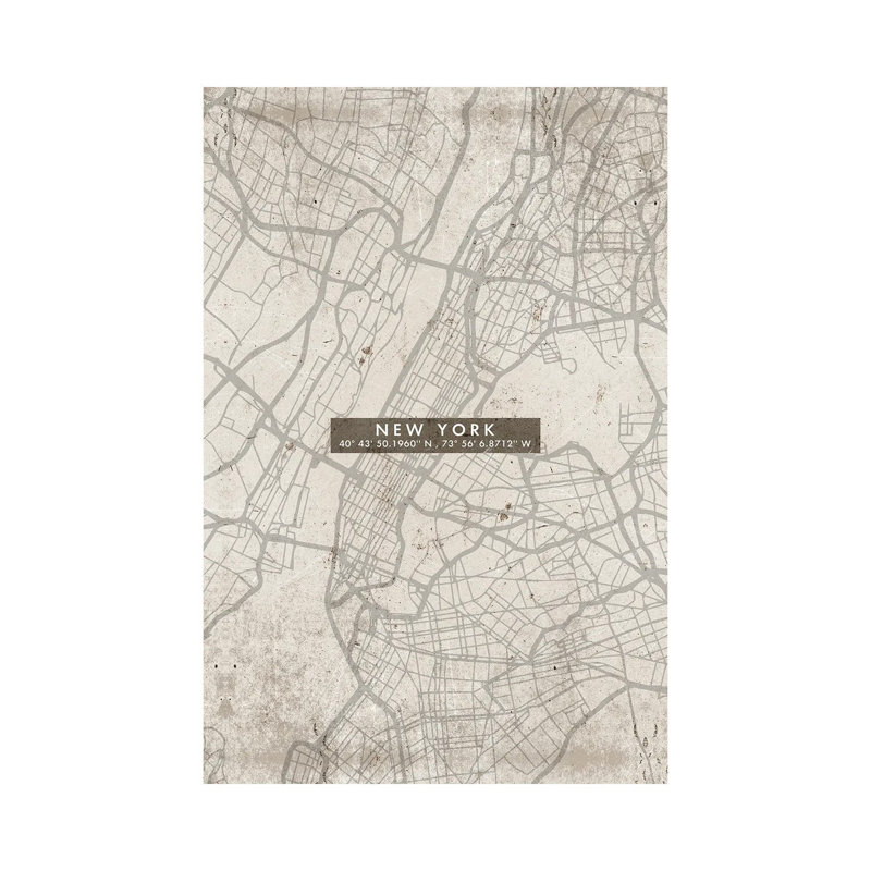 New York City Map Abstract by WallDecorAddict - Wrapped Canvas Print, 152.5 cm H x 101.5 cm W