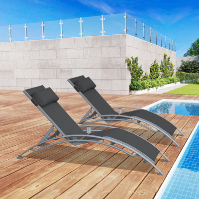 Adjustable Chaise Lounge Set – Set of 2, All-Weather, Stackable Design by Arlmont & Co.