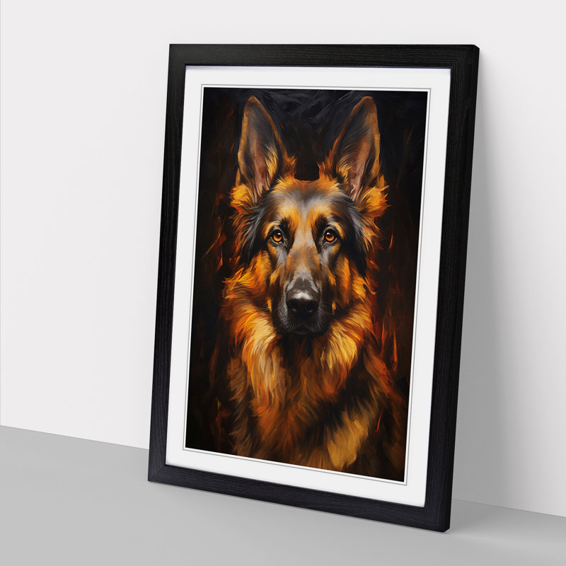 German Shepherd Symbolism No.2 - Framed Print, 64cm H x 46cm W x 2cm D, Black