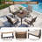 Outdoor 4 Person Dining Set, 4 Rattan Swivel&Rocking Chairs And Cushions