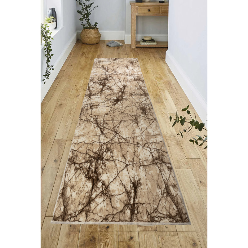 Tapis de couloir beige antidérapant sur mesure, Tapis de couloir 2 pi 7 po x 13 pi
