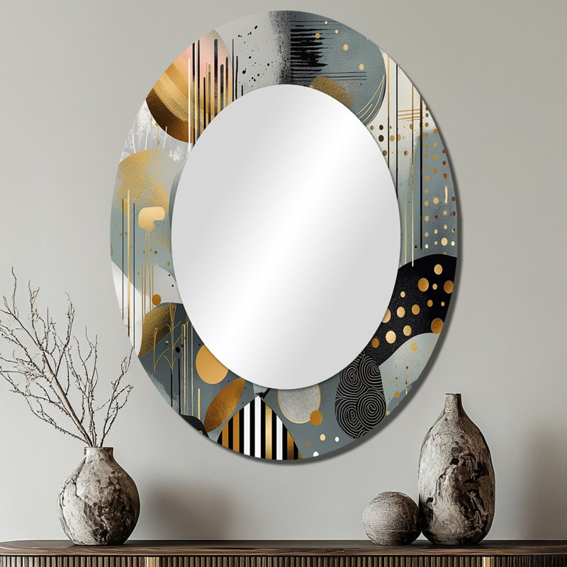 Miroir mural ovale sur fond doux en métal doux V, 40 po x 30 po
