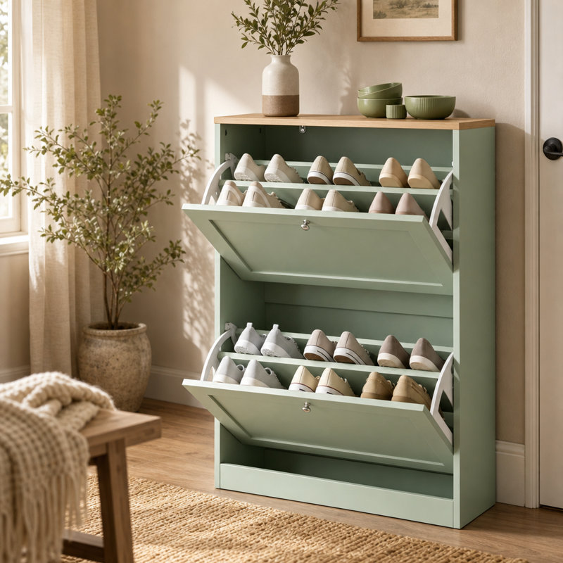 Meuble à chaussures moderne et élégant avec des tablettes ajustables