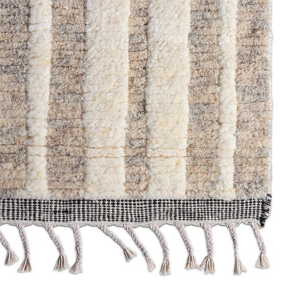 Wesler Beige Ivory Hand-Knotted Wool Rug