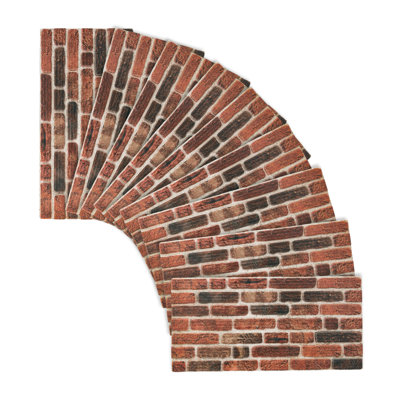 3D Faux Brick Wall Panels, Lightweight Foam Wall Paneling for Interior & Exterior Use, Paintable, Water-Resistant, 20" x 40" (Set of 9), Covers 48 Sq Ft