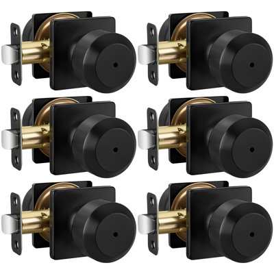 Poignées de porte intérieures noir mat, poignée de porte de chambre, poignée de porte de salle de bain, poignées de porte intérieures modernes pour plus d'intimité (paquet de 6)