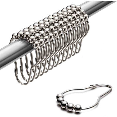 Shower Curtain Rings For Bathroom - Stainless Steel, Set Of 12, Chrome
