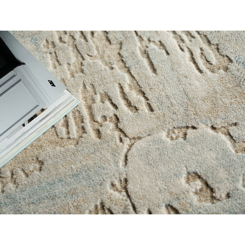 Infinity Power Loomed Wool/Nylon Abstract Area Rug in Ivory/Blue/Terracotta, Rectangle 9' x 12'