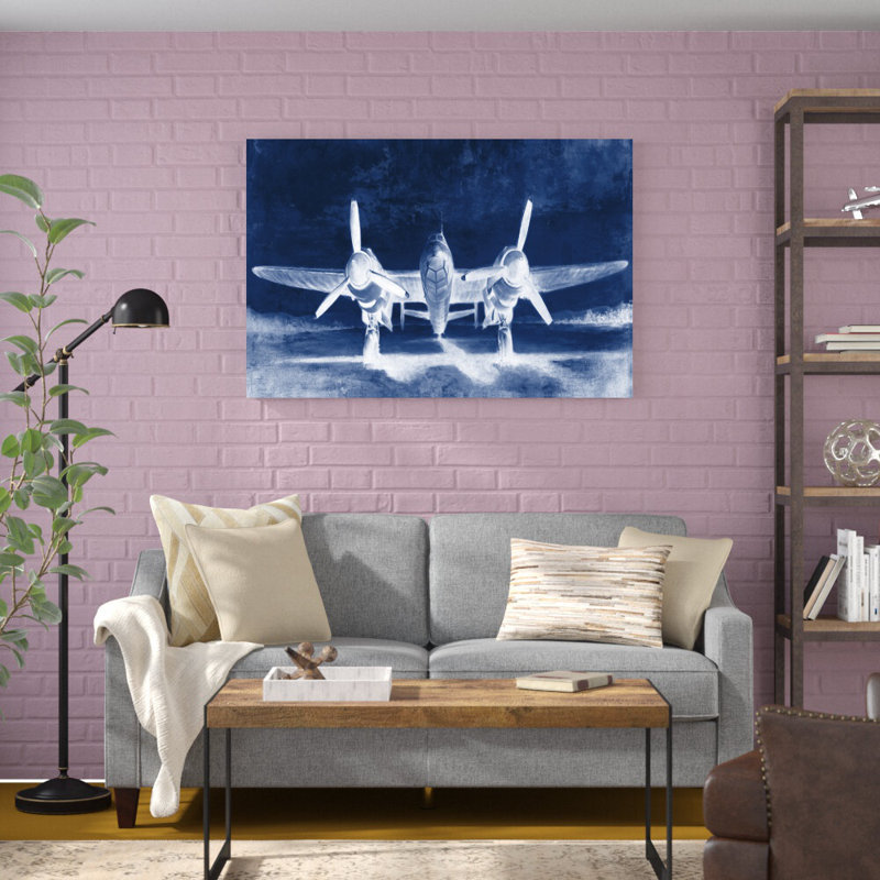 «Marine Air plane», peinture sur toile tendue, H 32 po x l 48 po