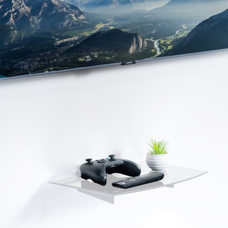 White Tempered Glass Floating Wall Shelf