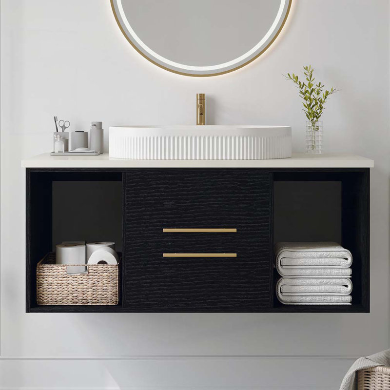 Meuble-lavabo mural 40 po avec lavabo ovale en céramique