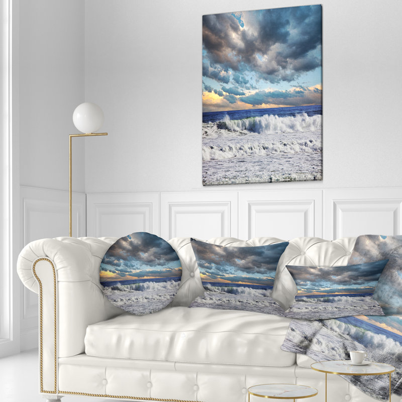 Coussin lombaire de couleur orage de mer au soleil