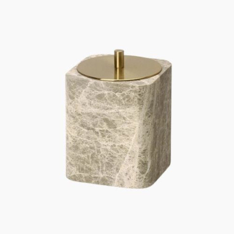 Ensemble d'accessoires de salle de bain en marbre clair Emperador - Plateau de meuble-lavabo naturel et porte-savon
