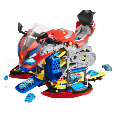 Jouet de moteur de moto, 25 pièces, jouet de mécanicien de moto avec pièces amovibles, lumières et sons, simulateur de course et de course sur piste, ensemble d'atelier de mécanique pour enfants pour les 3 ans et plus, rouge