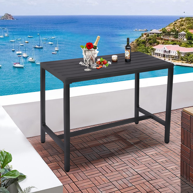 Counter Height 36.97'' Iron Bar Table, 24" W x 46.8" L, Black