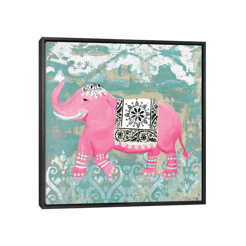 «Pink Bazar I» par Hakimipour-Ritter - impression, H 37 po x l 37 po x P 1,5 po, Toile avec cadre noir patiné, Pas de tapis