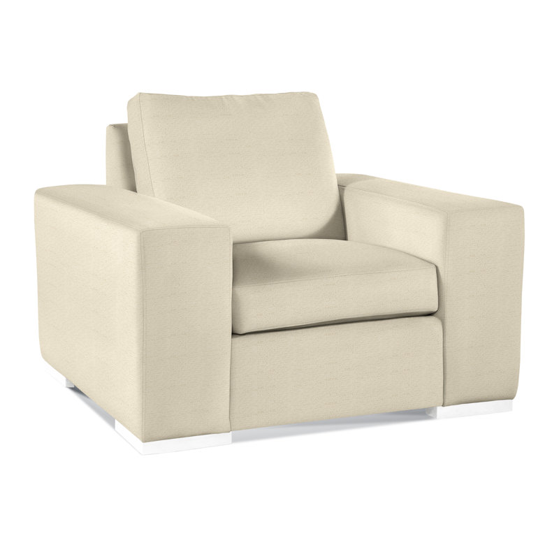 Fauteuil de 48 po de largeur Memphis, Blanc givré, Rayures bleues / beiges 0209-61