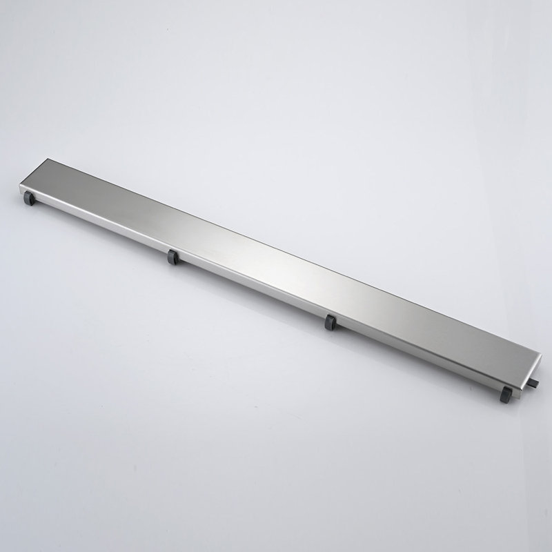 Linear Shower Drain With Leveling Feet, Brushed Nickel