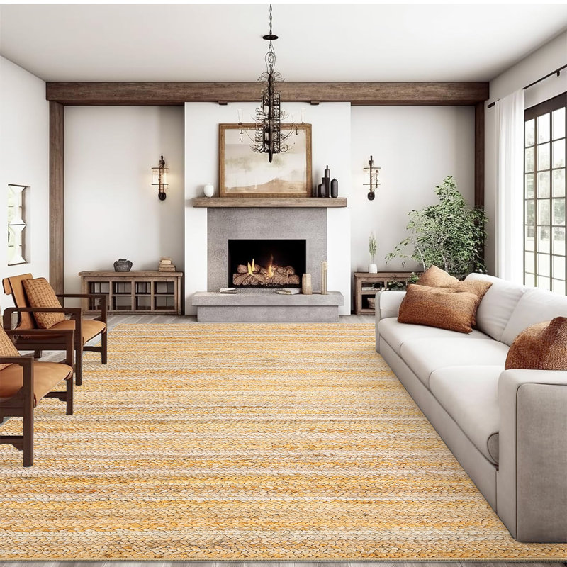 Modern Neutral Washable Rug for Bedroom Entryway Living Room, Tan, Rectangle 10' x 13'