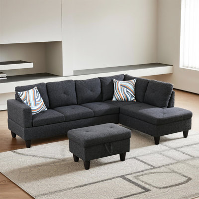 Wide Left Hand Facing Sofa and Chaise with Ottoman