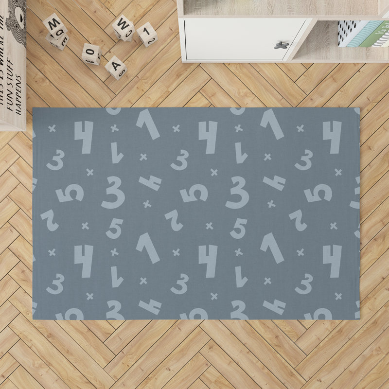 Tapis de jeu Number Match, Rectangulaire 3 pi x 5 pi, Bleu / Ivoire