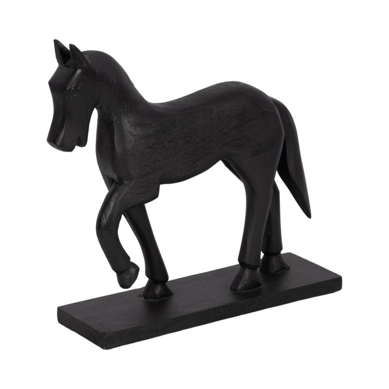 Pewamo 13" Majestic Galloping Horse Figurine On Base, Elegant Black